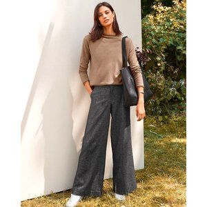 CLUB MONACO Grey Wool Tweed Wide Leg Trousers